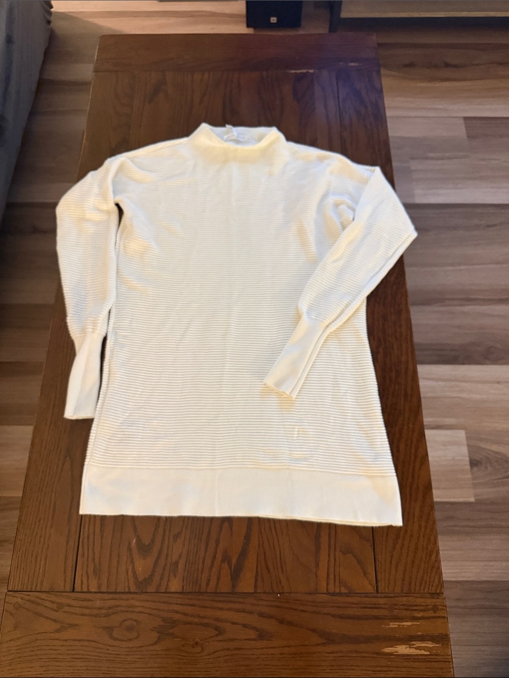 Women’s Cream Ribbed Mock Neck Sweater Dress